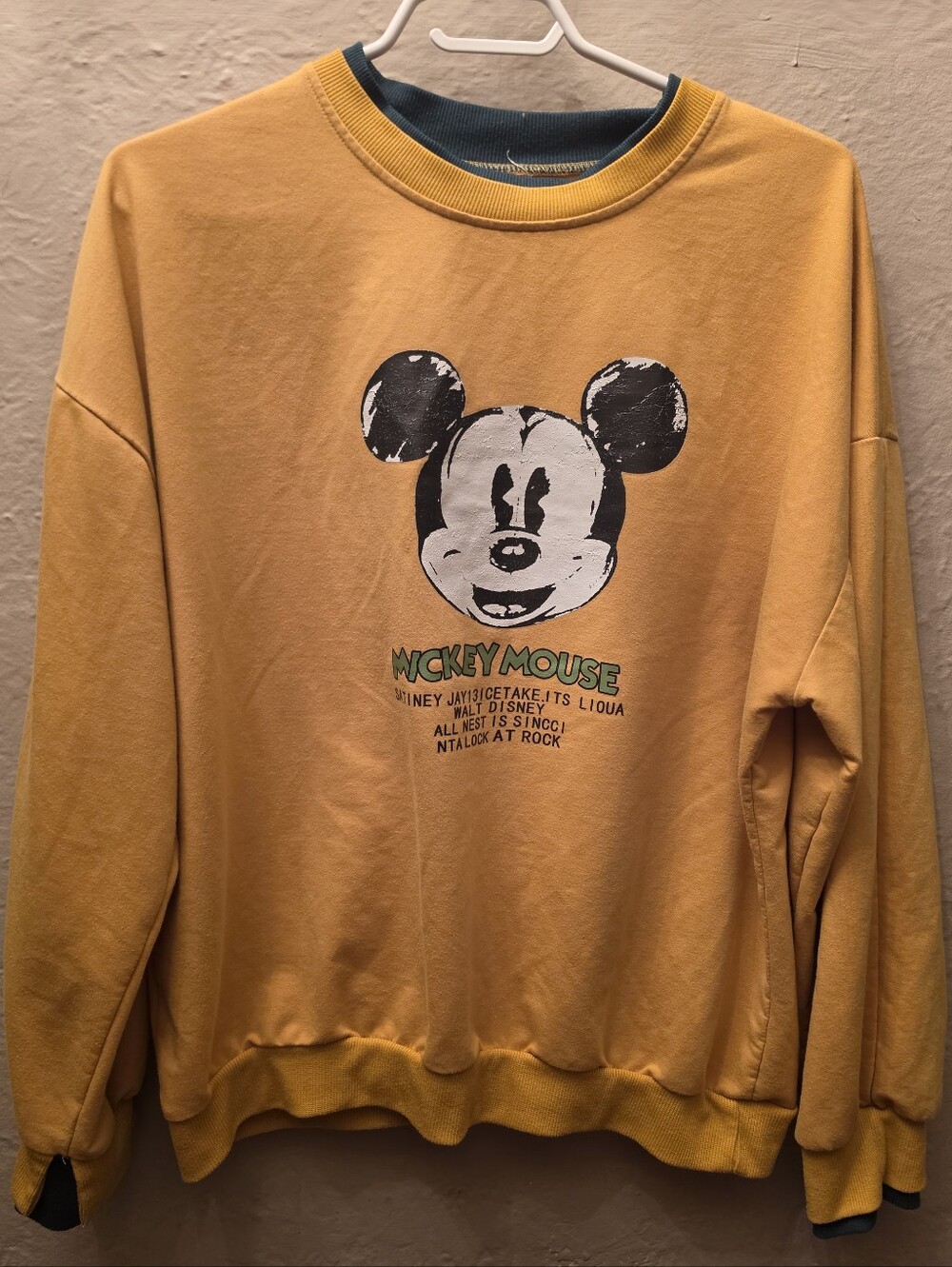 Mickey Mouse Mustard Graphic Sweatshirt Oversized Y2K Grunge 25" P2P